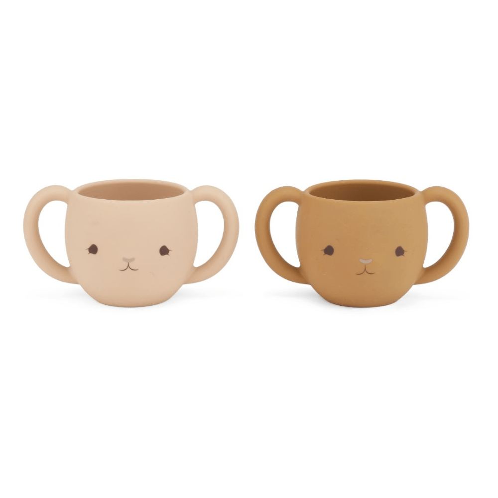 Lot de 2 tasses en silicone pour bébé avec poignée de la marque Konges Slojd